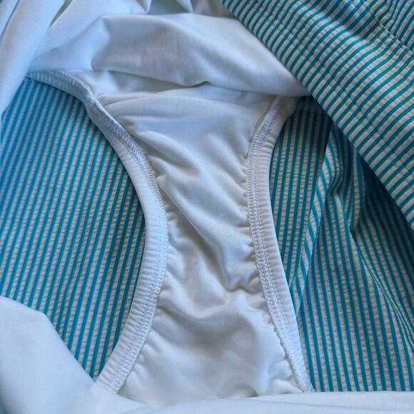 Lands End Womens Blue Striped Swim Skirt Attached Brief Suit Bottom Size 20W - Picture 5 of 9